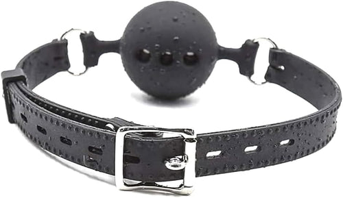 Bâillon Bouche en Silicone Noir avec Trous d'Aération - Gag Réglable pour Adultes (3 Tailles, Sécurité BDSM) (Medium)