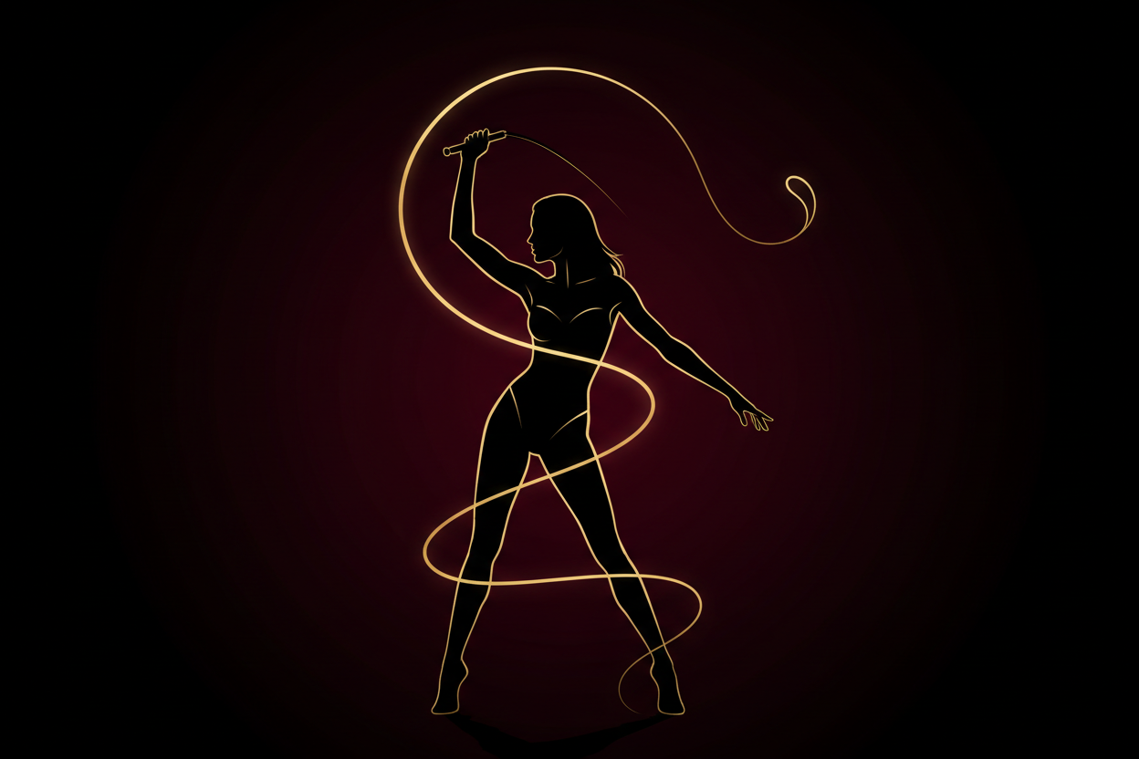 Silhouette féminine avec fouet